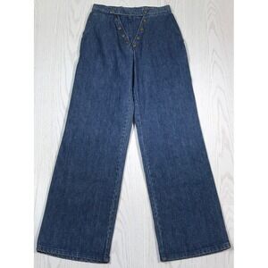 Vintage 70s Landlubber Jeans Women 7/8 Blue Hey Sailor High Rise Button Snap New